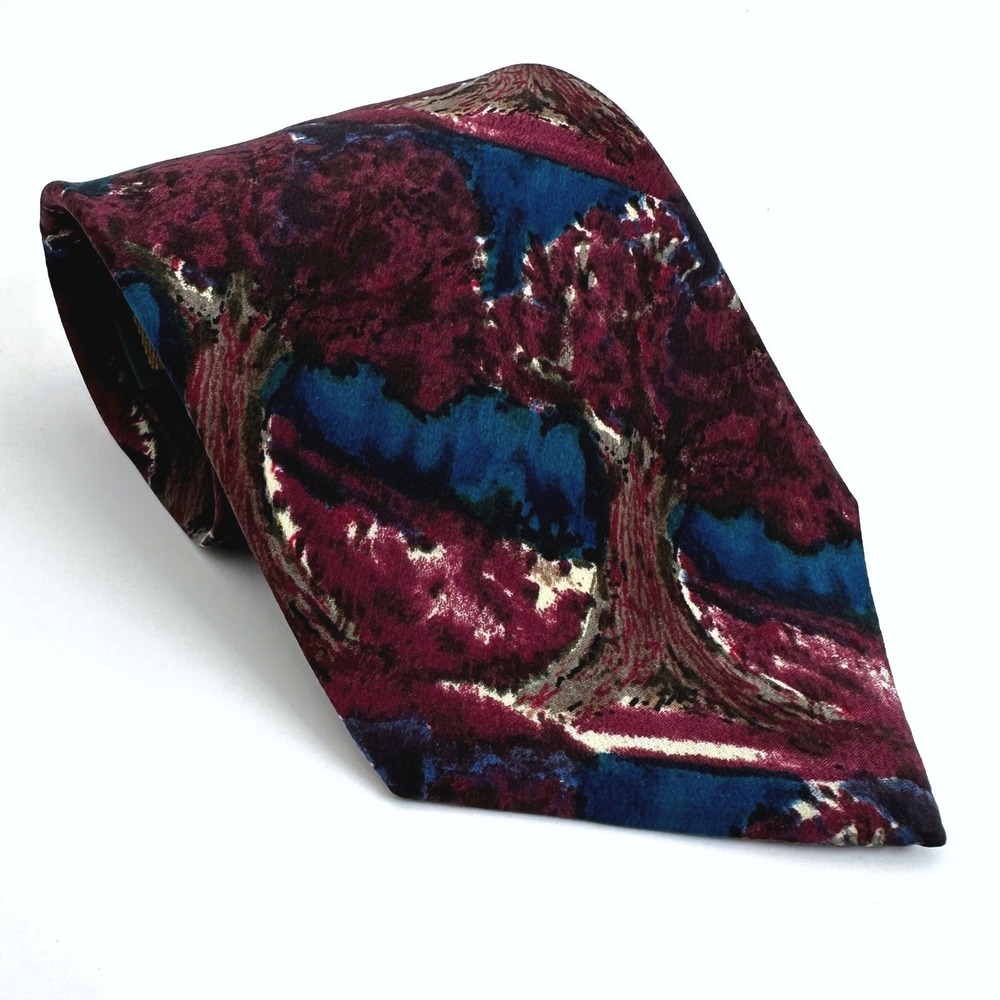 Vintage Jerry Garcia Silk Tie Abstract Art Purple Blue Made In USA Mens Necktie